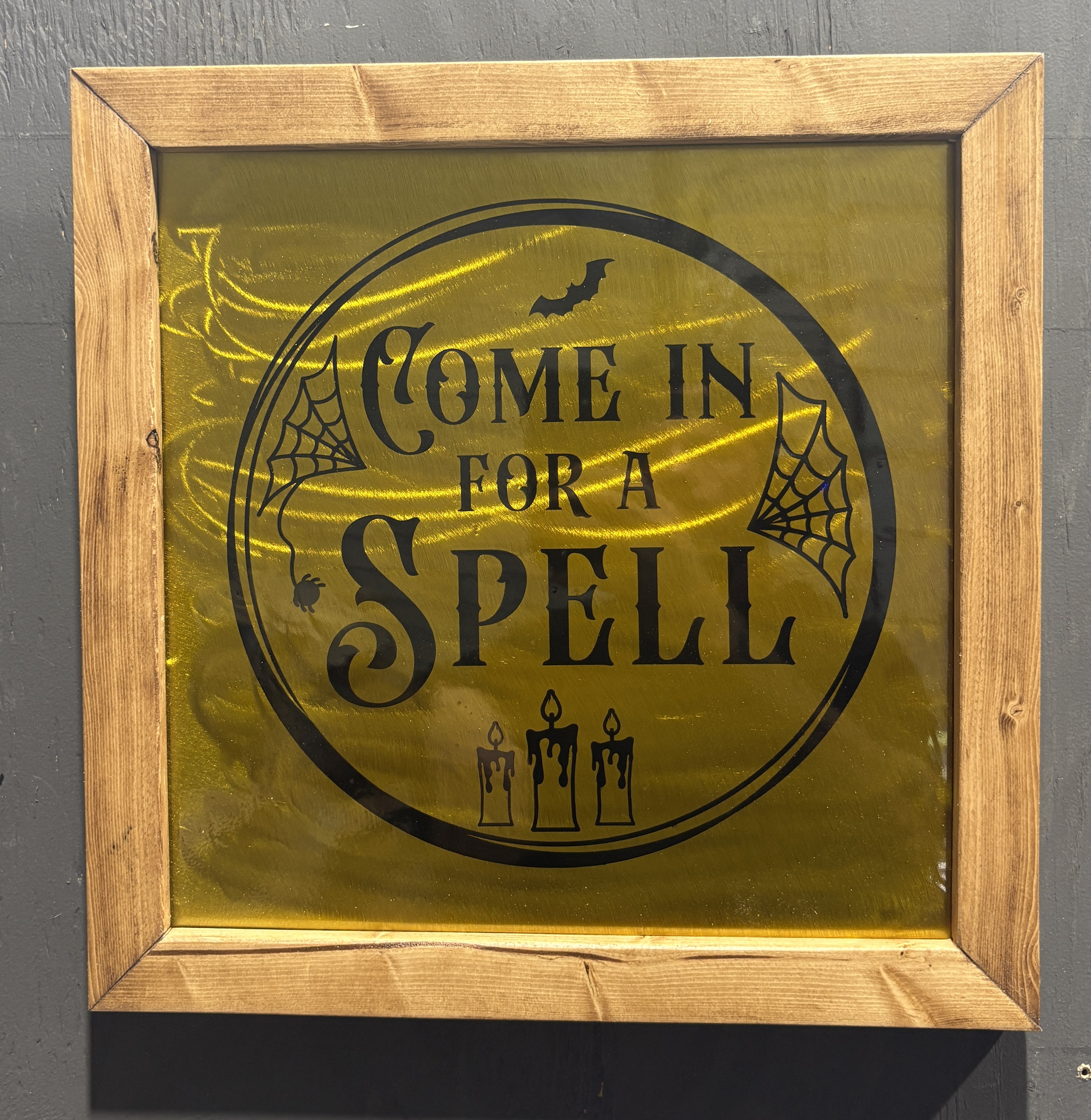 Come In For A Spell grounded metal wall art by Hill Works LLC