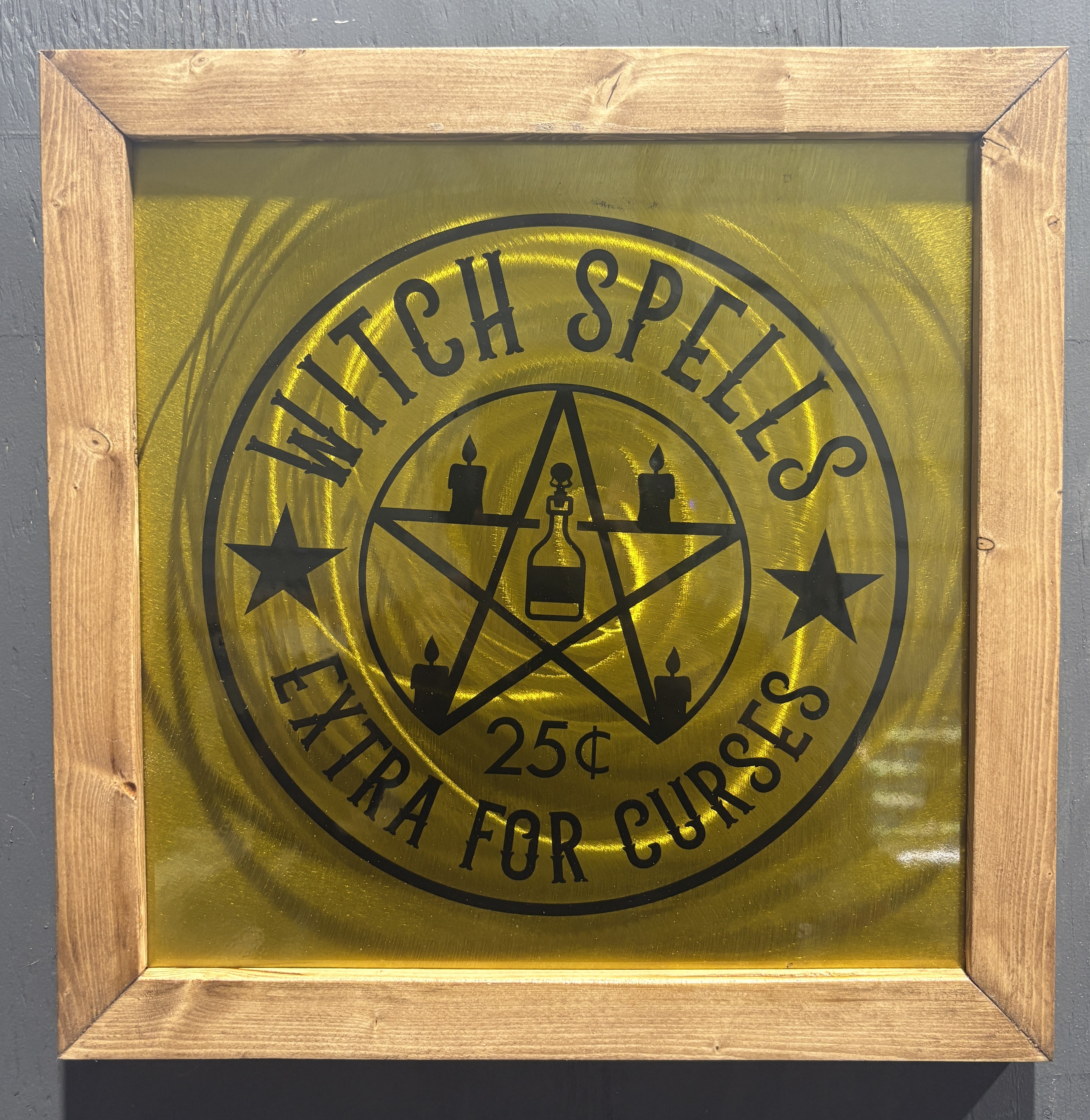 Witch Spells grounded metal wall art by Hill Works LLC